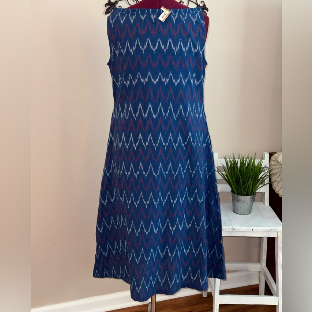 Jaypore NWOT indigo blue cinch neck cotton A line dress XL India - Picture 7 of 12